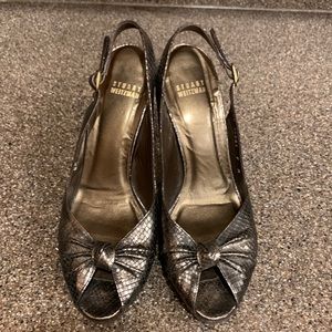 Stuart Weitzman metallic snakeskin sling back pumps 9M